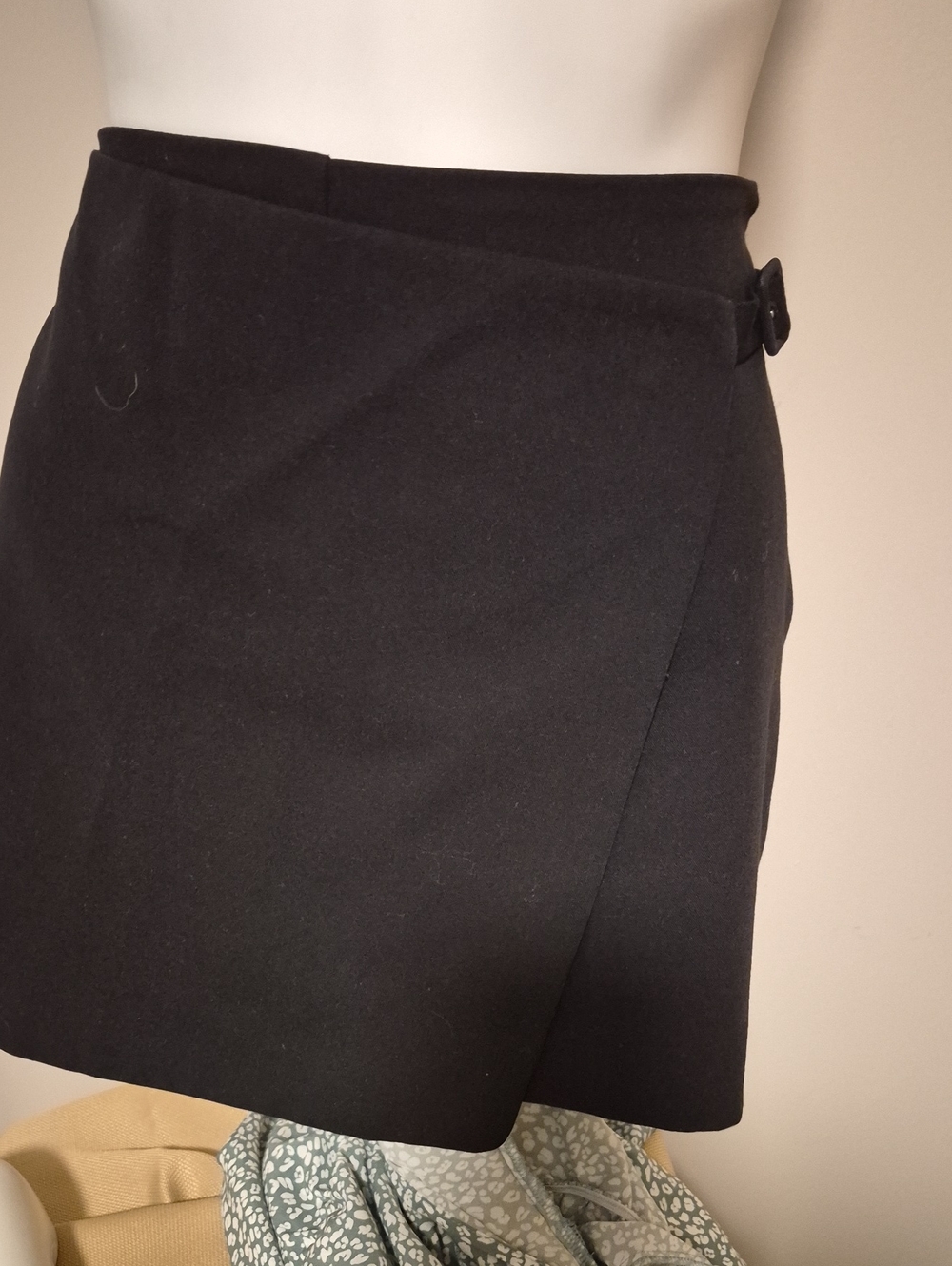 H&M Black Wrap Skort with Side Buckle